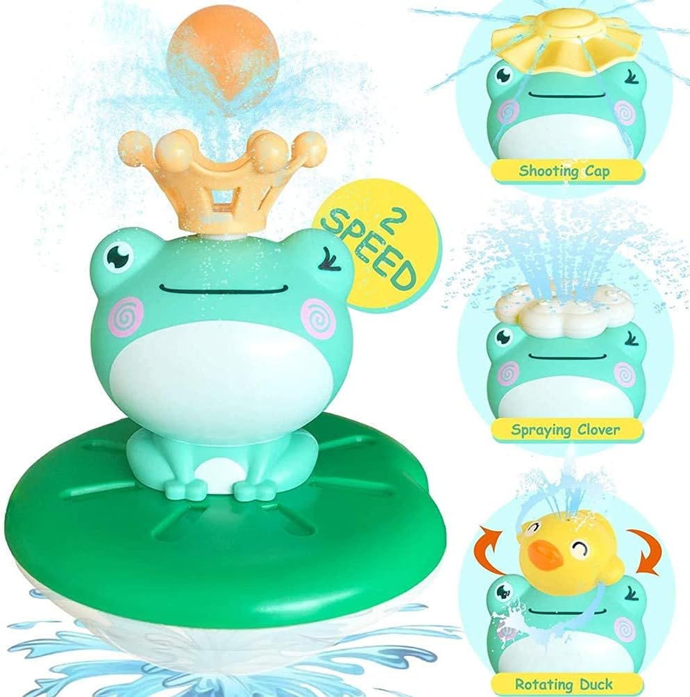 Baby Bath Toy, Frog Electric Water Spray Bath Toy, 4 Spray Modes Swimming Sprinkler for Toddlers 1-3+ Years