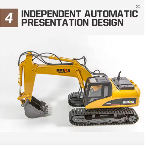 1:14 Alloy RC Excavator – 15CH Metal Engineering Digger Truck with 2.4GHz Remote Control