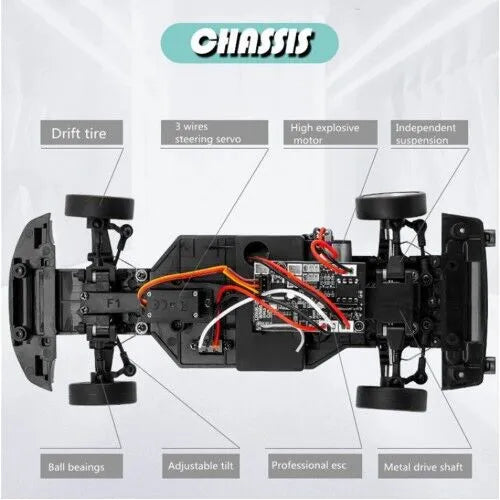 1/18 2.4G RWD RC Car Mazda MX-5 with Gyro, LED Light, On-Road Full Proportional Racing Vehicles - Blue & Pink