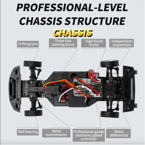 1/18 2.4G RWD RC Car GTR R34 with Optional Gyro & LED Light - On-Road Full Proportional Alloy Body Shell Racing Vehicle Model Toy