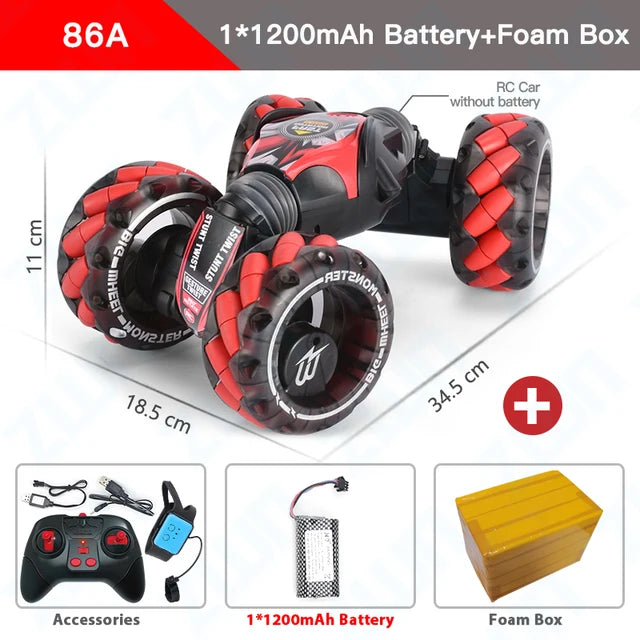 RC Car, 4WD Radio Gesture Induction Music Light Stunt Remote Control Car off-Road Control Boys Toys for Kids - Toyigo