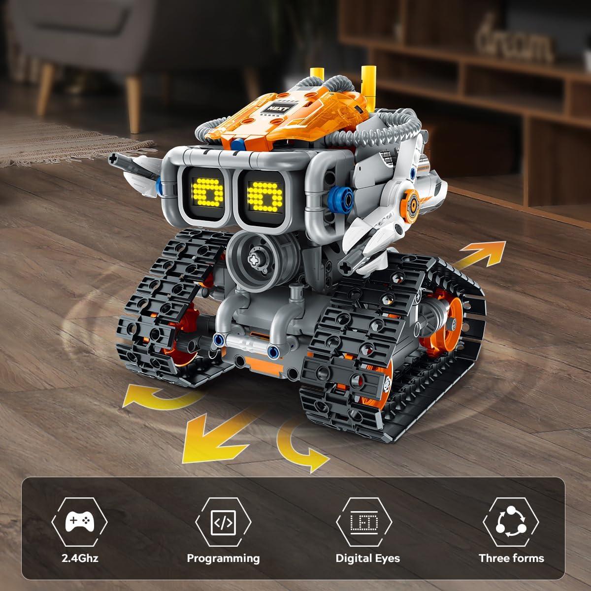 Changeable Expressions Robot Building Sets - 3 in 1 Remote & APP Supported Robotic Building Toy Having Sound Effect, Rechargeable RC Robot Birthday Present for Kids Age 6+ Boy & Girl (451PCS)