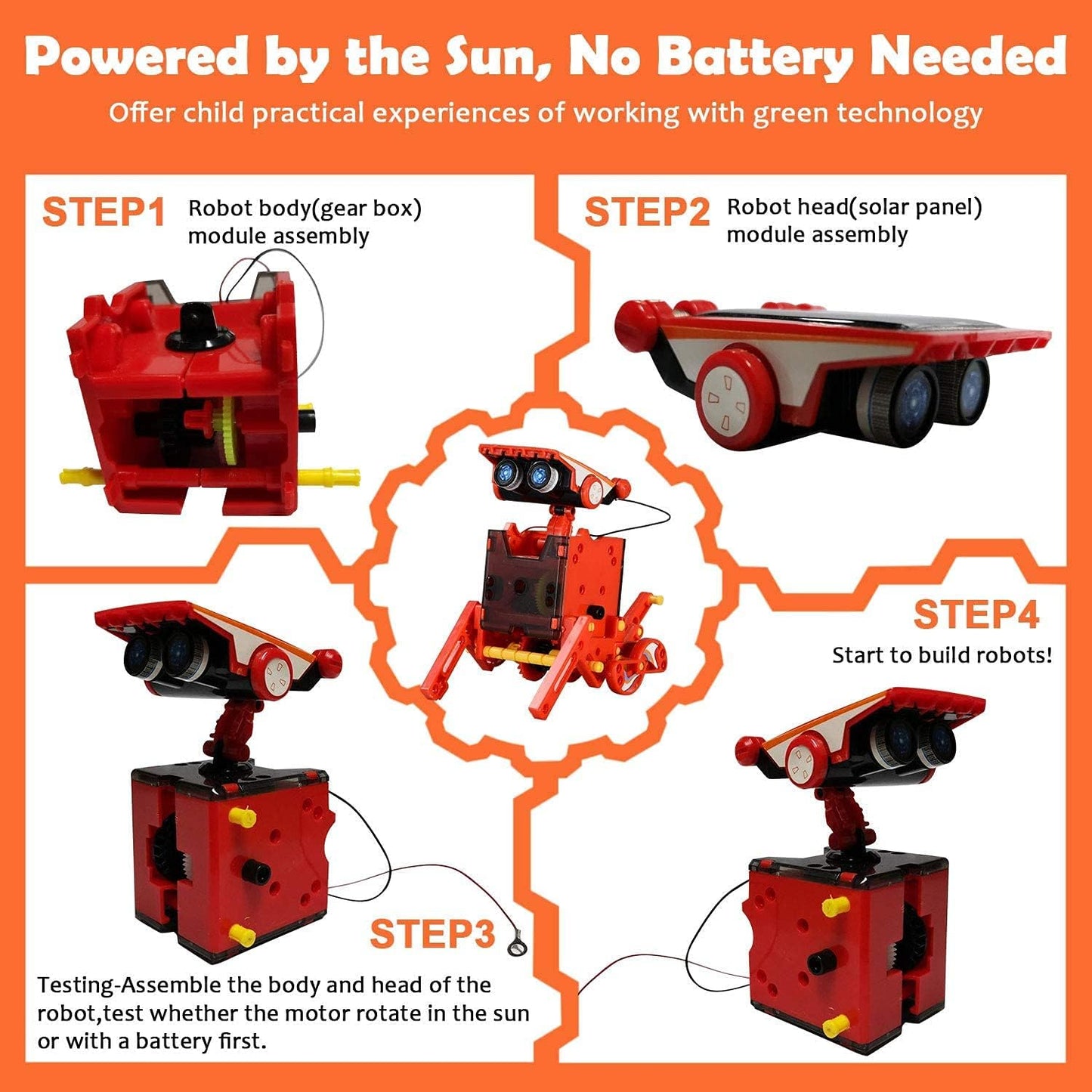 Solar Robots Toy, 190 Pcs Stem Science Project Kit 12 in 1, Kids Educational Science Experiments Building Robotics Kit for Boy and Girls Aged 8-12, Creation Solar Powered Engine Assembly Robot Kit