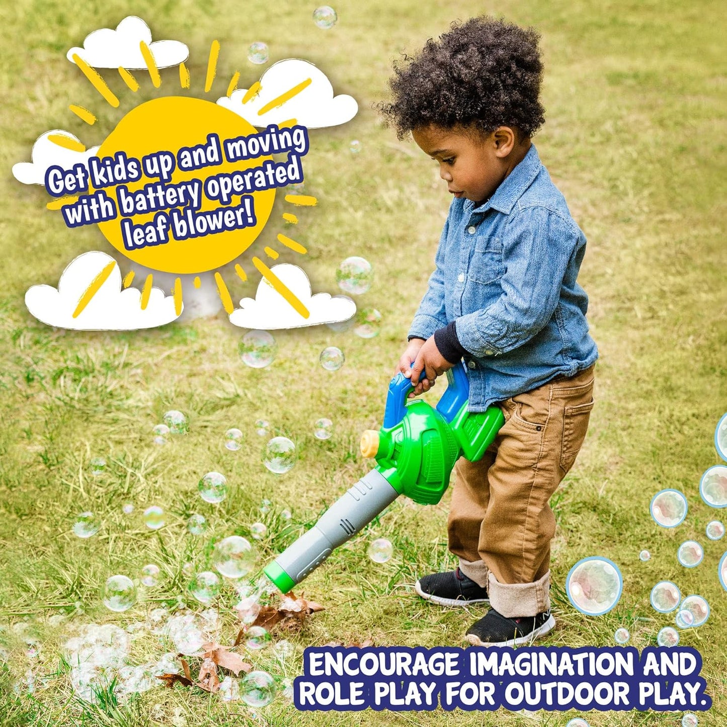 Maxx Bubbles Toy, Bubble Leaf Blower with Non Toxic Refill Solution, Sturdy Plastic, Bubble Toys for Boys and Girls, Outdoor Summer Fun for Kids and Toddlers, 3+