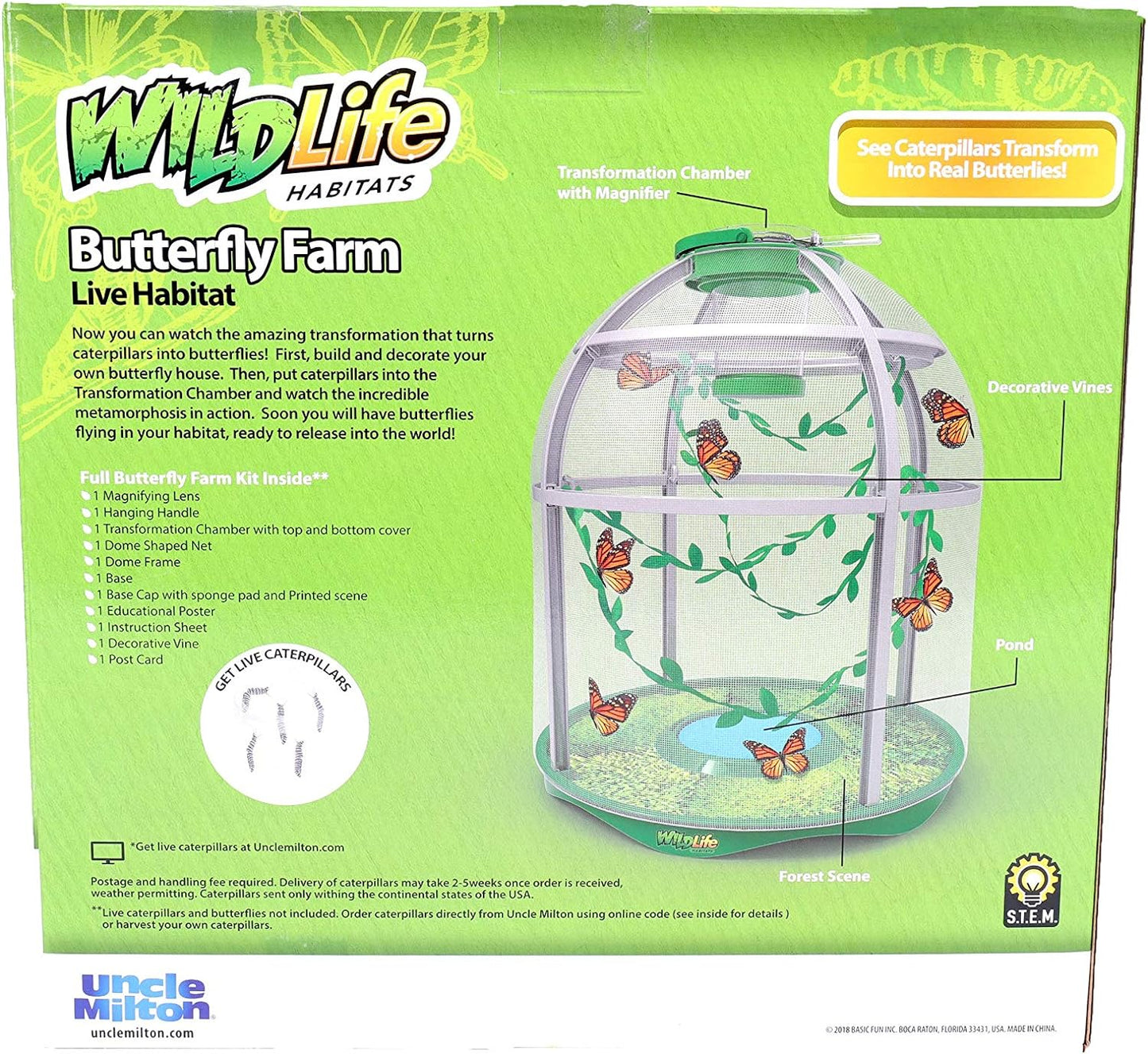 Butterfly Farm Live Habitat, Observe Caterpillars Transform Into Butterflies, STEM Toy, Great Gifts for Boys & Girls Ages 6+ - Toyigo