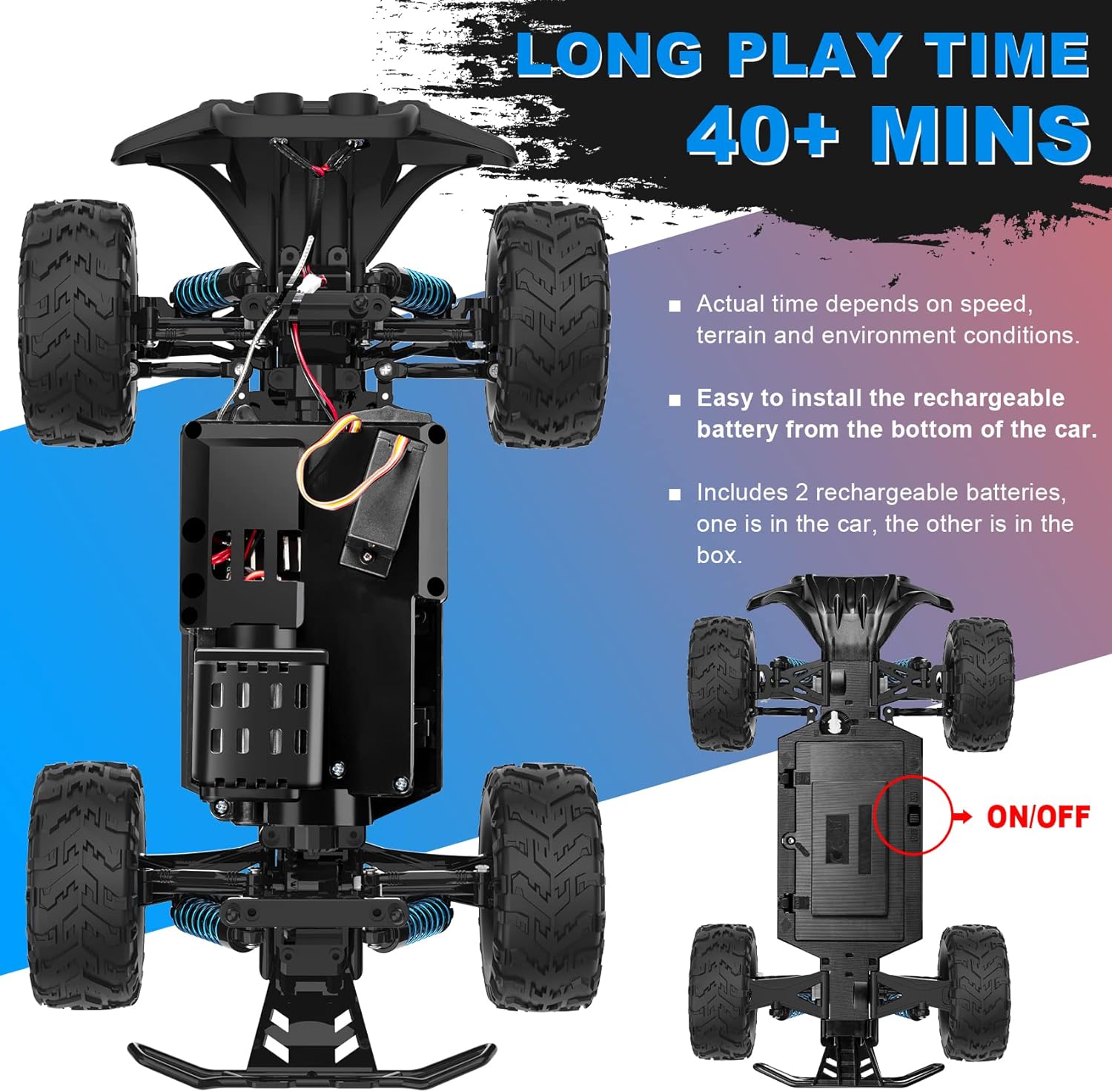 Remote Control Car, 1:16 Scale All Terrain RC Truck with Headlights, 4WD Off Road Monster Truck Toys for Girls, Racing Car RC Crawler Toy Cars Gifts for Kids, RC Cars Kids Toys for Boys - Toyigo