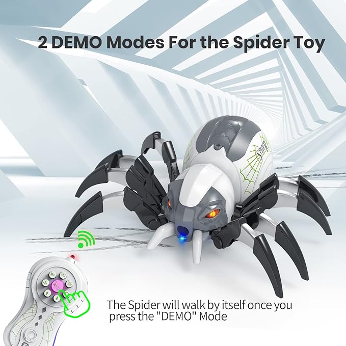 Remote Control Spider, Realistic Robot Spider with Spray and Lights, RC Big Boy Toys, Gifts for Kids, Easter Birthday Party Joke Pranks, Bot Black Widow Spider Real with Music Effect - Toyigo