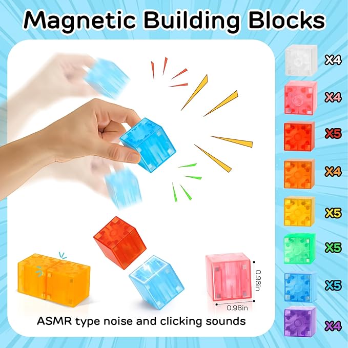 36PCS Magnetic Blocks, Magnetic Building Blocks for Toddlers 3-5, Magnet Blocks, Magnetic Toys, Magnet Toys for Toddler, Kids Building Blocks, Toddler Building Toys for Kids