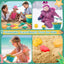 Beach Toys, Sand Toys Set, Includes Collapsible Sand Bucket Shovel and Sand Rake Toys for Beach 12 PCS, Sandbox Toys Sandcastle Building Kit with Waterproof Net (A)  for Kids