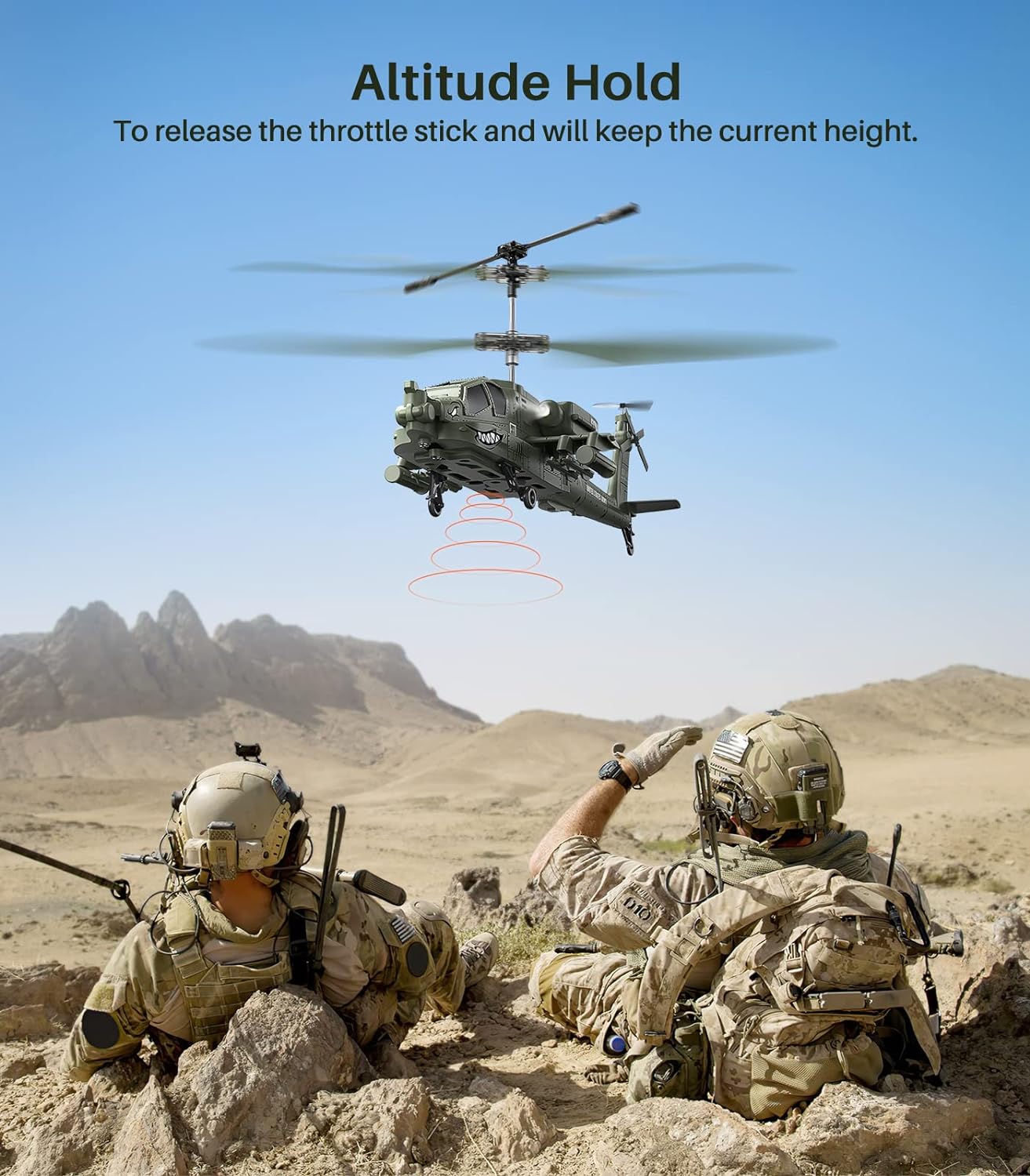 RC Helicopters, S51H Remote Control Helicopter, 2.4GHz Military Army Helicopter, One Key Take Off/Landing, LED Light, Low Battery Reminder, Toys for Boys Girls Kids with Altitude Hold - Toyigo