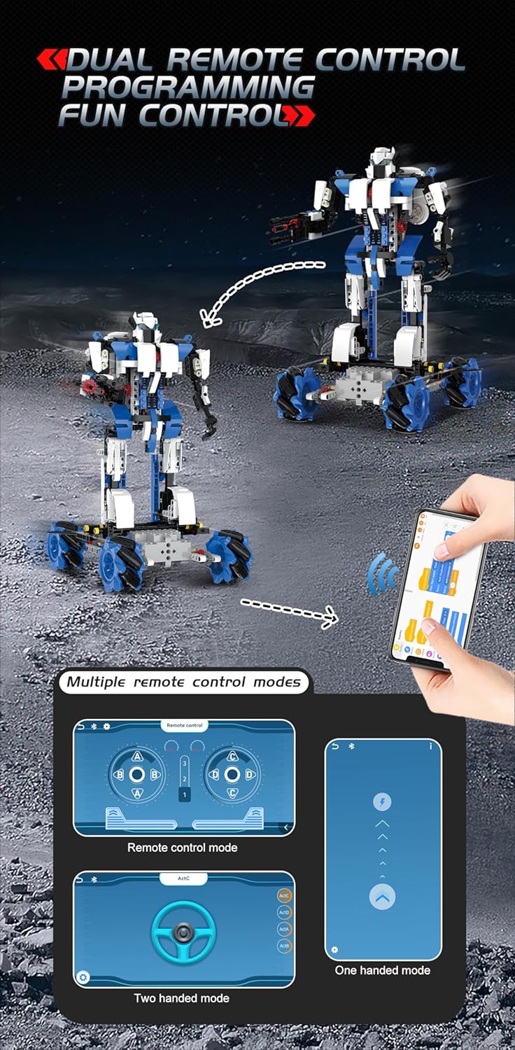 STEM 4 in1 Building Robot Sets, Learning Educational Coding Robot Kit, Support Scratch Arduino Programming, Programming Remote Control Space Warrior Gift for Kids Ages 8+ - Toyigo