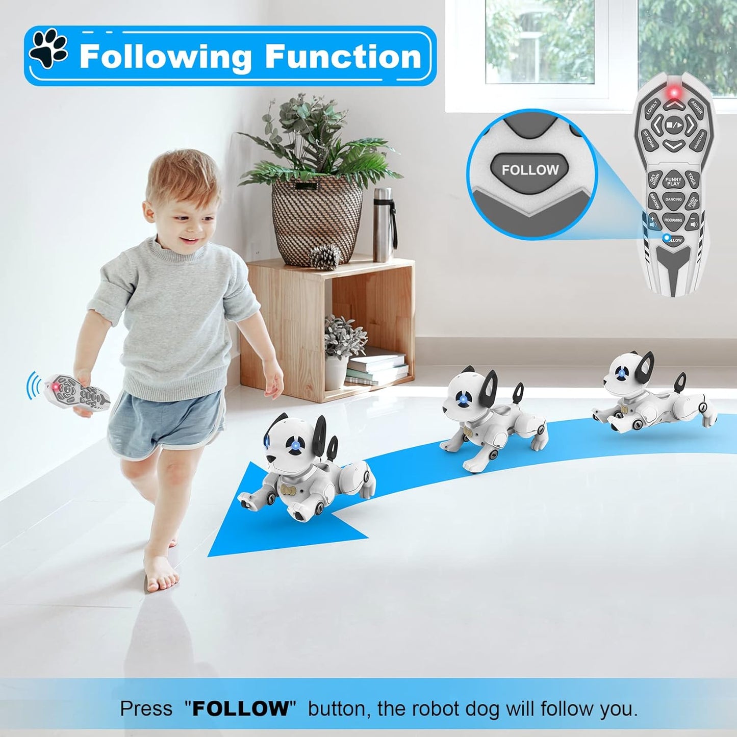 Remote Control Robot Dog Toy, RC Dog Programmable Smart Interactive Robotic Pets, RC Stunt Robot Toys Dog Imitates Animals Music Dancing Handstand Push-up Follow Functions for Boys Girls Toy - Toyigo