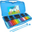 Glockenspiel Xylophone, 25 Note Colorful Metal Keys Xylophone for Kids, Percussion Musical Instrument, Includes Music Songbook with 20 Songs, Blue Carry Case - Toyigo