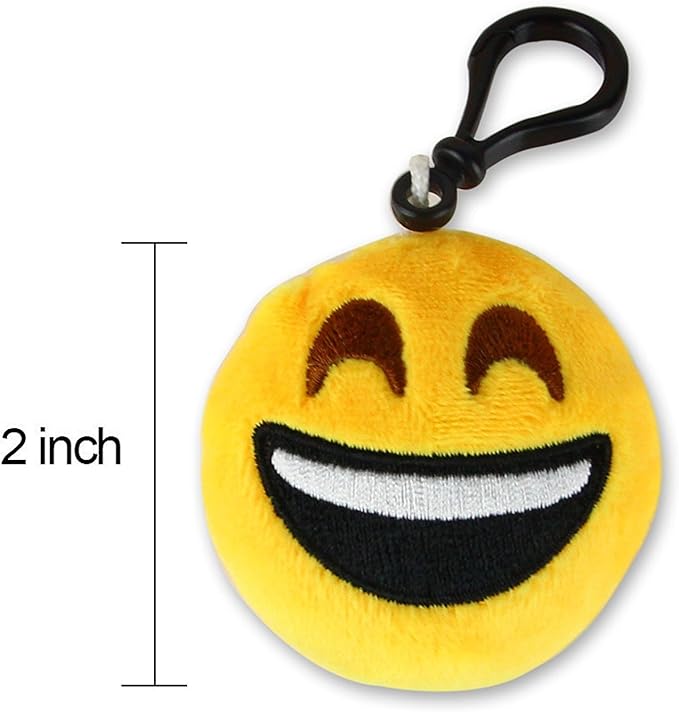 DreamSpark Emoticon Keychain Mini Cute Plush Pillows, Party Favors for Kids Valentine's Day Gifts / Birthday Party Supplies, Emoticon Gifts Toys Carnival Prizes for Kids (64 Pack)