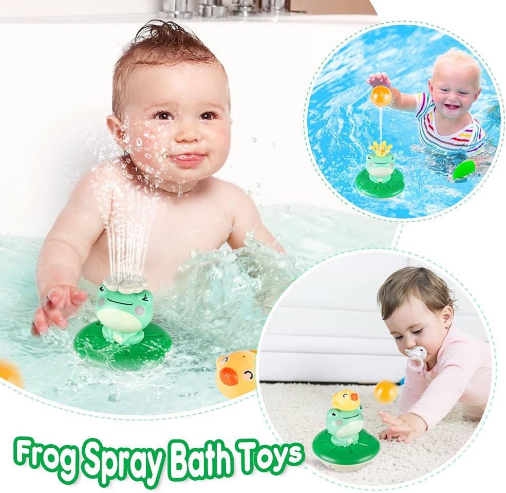 Baby Bath Toy, Frog Electric Water Spray Bath Toy, 4 Spray Modes Swimming Sprinkler for Toddlers 1-3+ Years