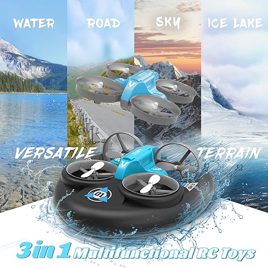 Waterproof RC Monster Truck RC Drone, 20+ MPH Fast RC Boat,  Pool Toys for Kids 8-12, 3 in 1 Remote Control Car for Boys, Sea Land Air Outdoor Toys, Birthday Gifts for Boys - Toyigo