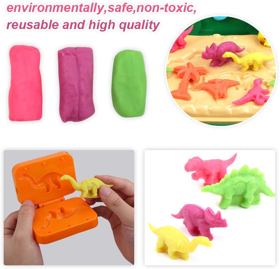 Dinosaur Toys, Clay Pretend Play Set with Molds, Dinosaur Toys Kids in a Portable Suitcase for Boys and Girls