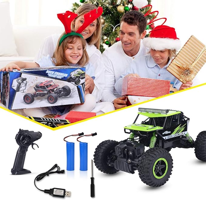 Rc Car, Remote Control Monster Truck, 1:14 Off Road Monster Truck,4WD 2.4Ghz 4WD with LED Headlight Rock Crawler 1:16 All Terrain Rechargeable Electric Toy for Boys & Girls Gifts - Toyigo