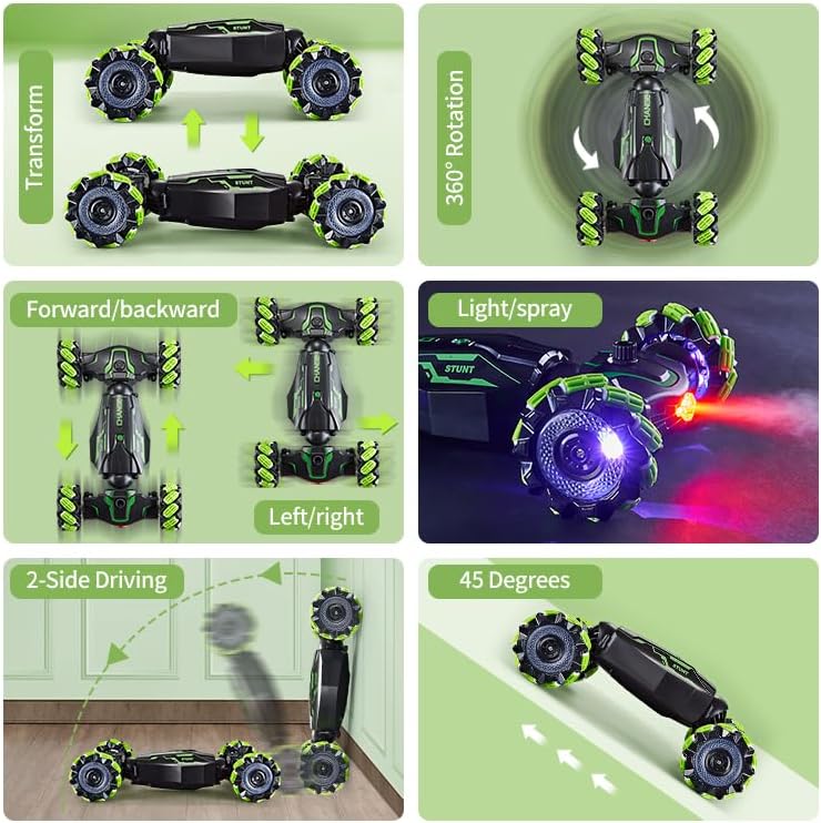 Remote Control Car, 4WD Gesture Sensing RC Stunt Car, 360ø Rotation with Light and Music, Double-Sided Vehicl, Best Birthday Gifts Kids, RC Cars for 6-12 yr Kids - Toyigo