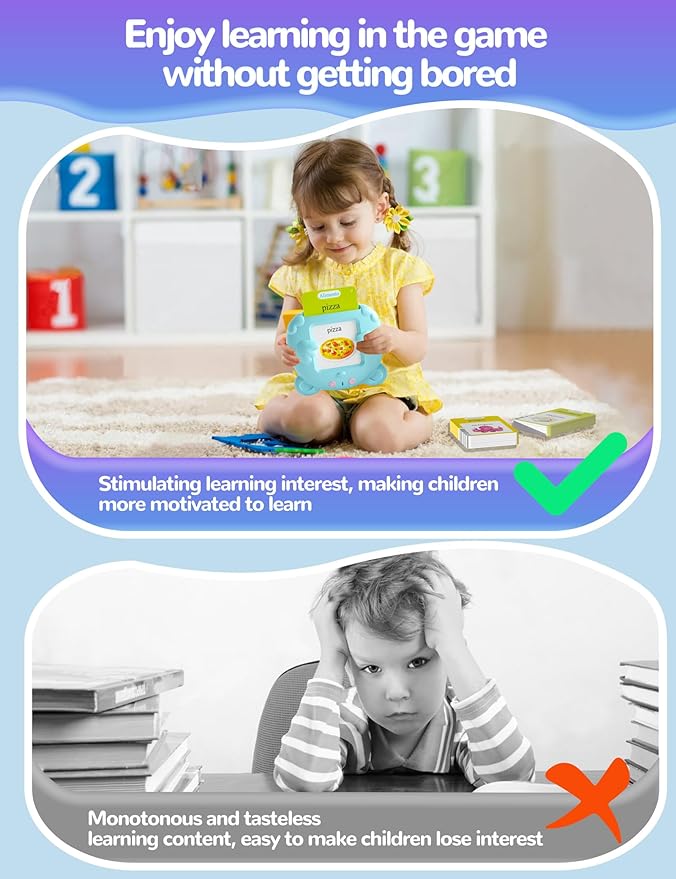 Talking Flash Cards for Toddlers 2-4 Years Old, 510 Sight Words Bilingual Learning Toys for Children, Autism Sensory Speech Therapy Toys, Spanish & English Espa¤ola Pocket Vocabulary Educational Games - Toyigo