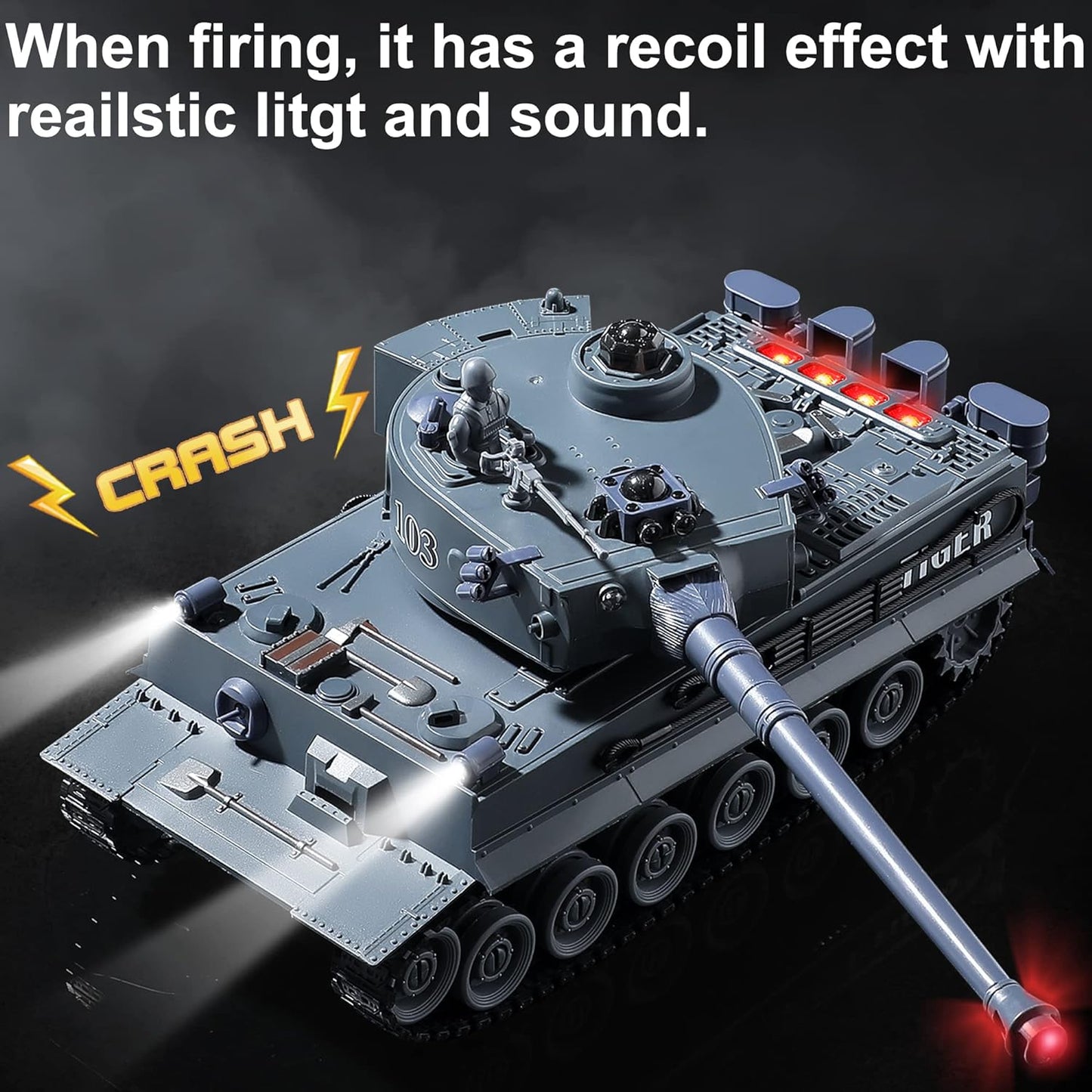 Remote Control Tank,  2.4Ghz 9-Channel RC Military Vehicles, RC US M1A2 Abrams Army Tank Toy,  Rotating Turret and Sound, Xmas Military Toys for Children, Best RC Tank for 6, 7, 8-Year-Old Boys - Toyigo