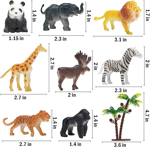 Animal Figurines Toys, 52 Pcs Small Mini Realistic Safari Zoo Plastic Animals Figures Learning Educational Toy Set for Kids Toddlers Jungle Wild Forest Animals Playset Cupcake Topper