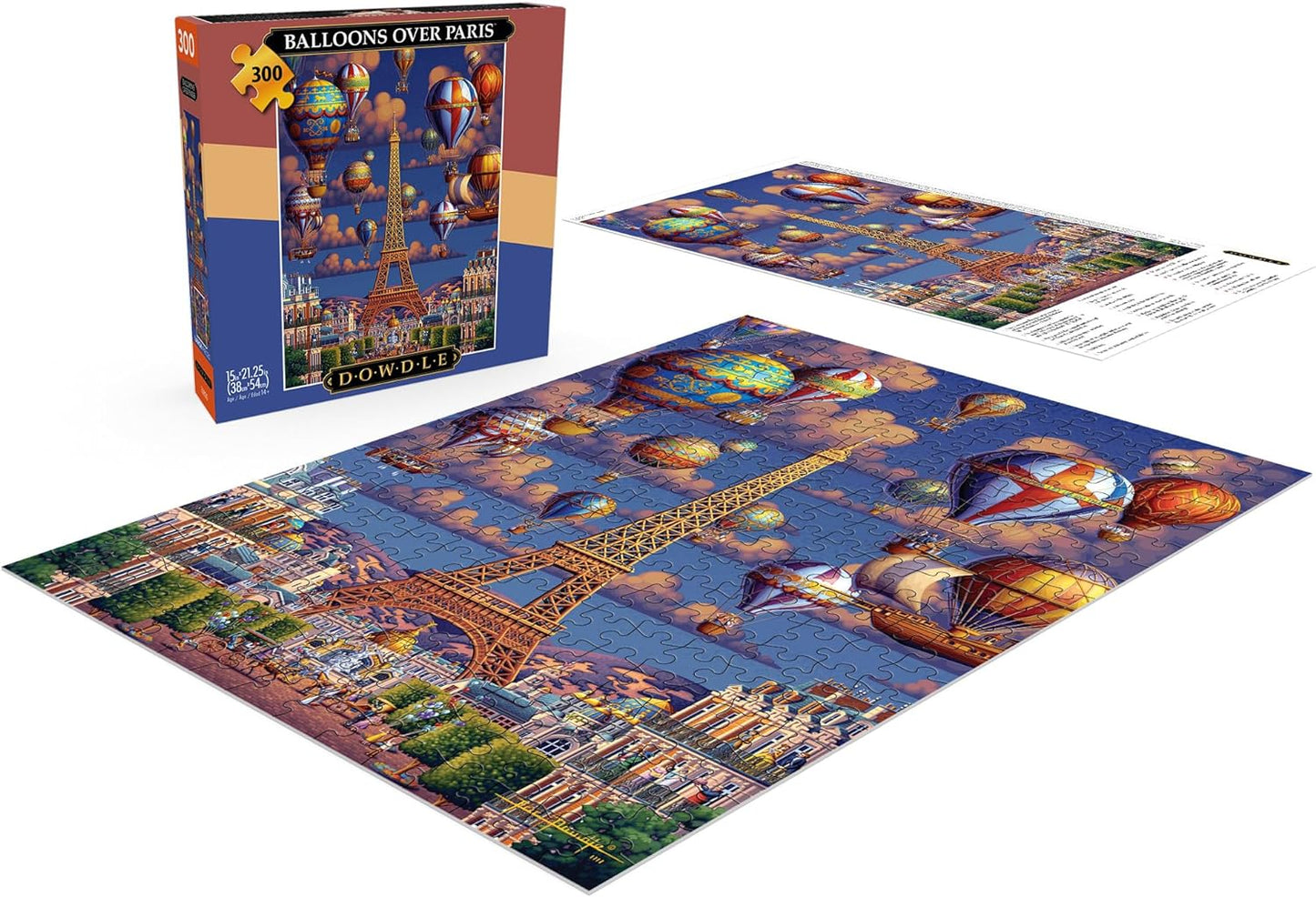 Balloons Over Paris, 300 Large Piece Jigsaw Puzzle for Adults, Challenging Puzzle Perfect for Game Nights, Finished Size 21.25 x 15.00