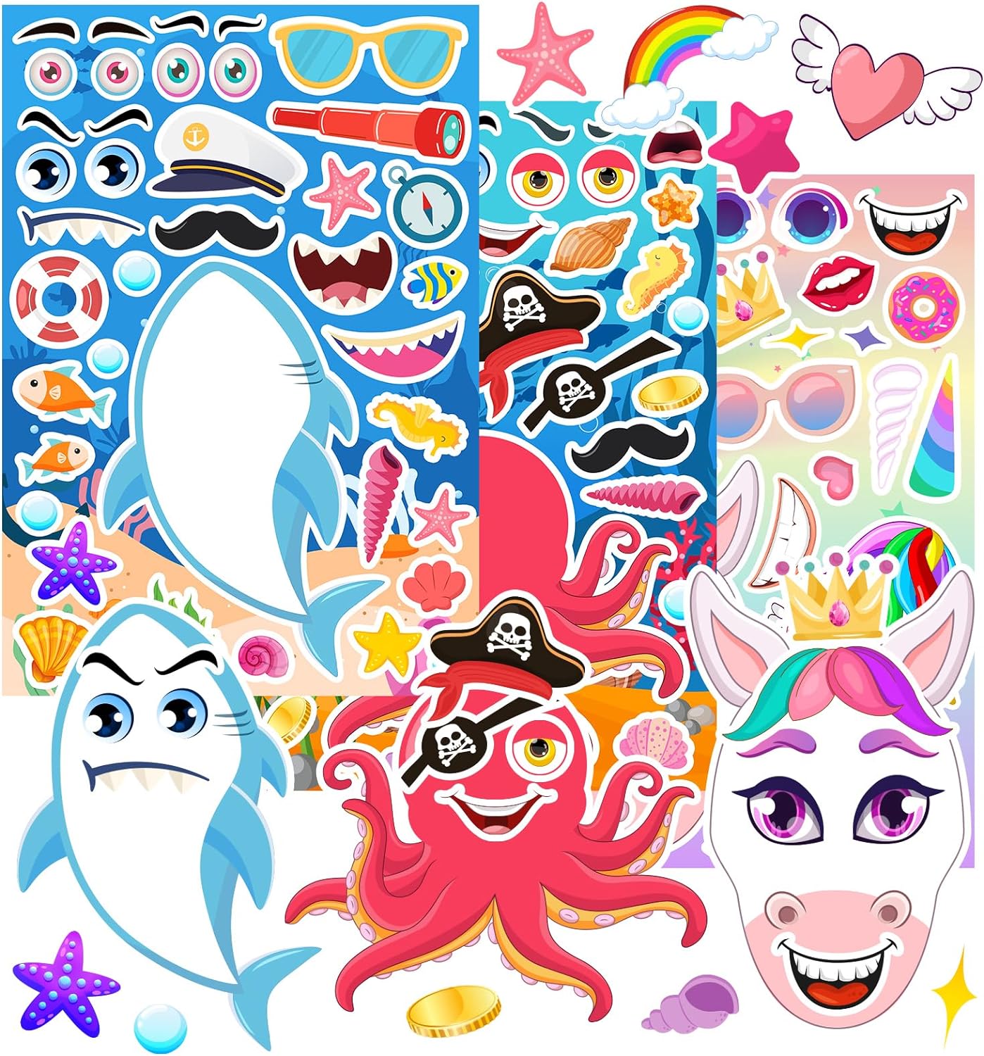 27 Sheets Make a Face Stickers, Make Your Own Stickers for Kids, Funny Animal Face Stickers, Party Favors for Kids