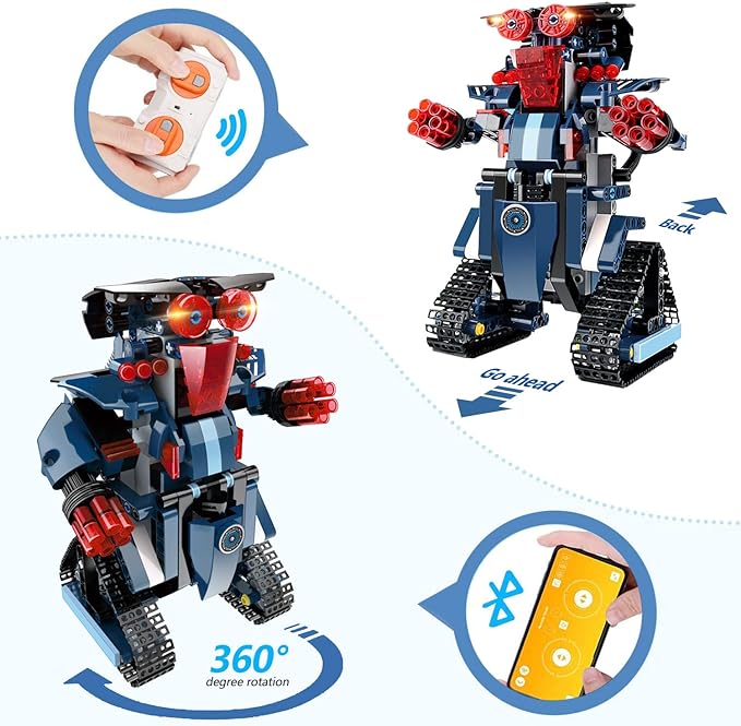 Building Block Toy RC Robot for Kids, App Controlled & Remote Control Robotic Toy for Boys and Girls, Engineering Educational Build Kit, Early Learning Birthday Gift for 8 Years and Up