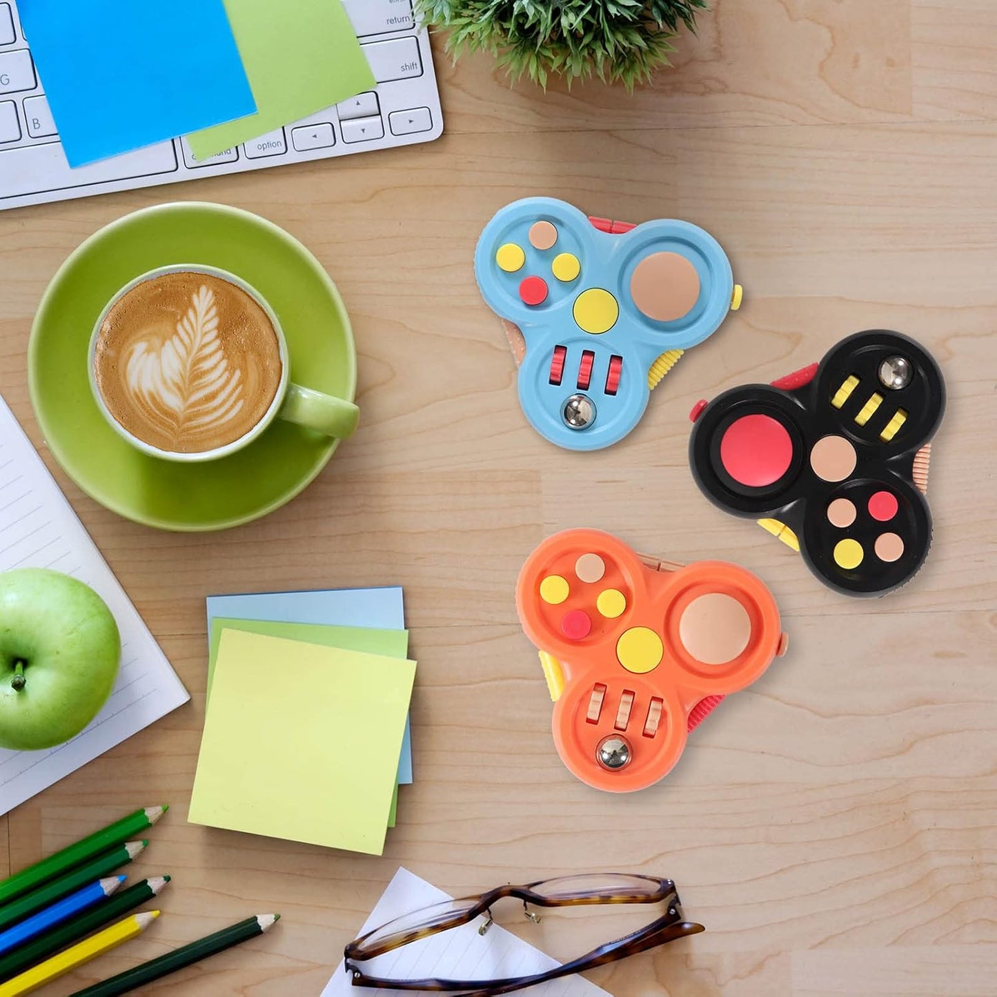 Fidget Pad Toy, Stress Relief Controller with 13-in-1 Fidget Functions, Dice Cube, and Spinner for Anxiety, ADHD, Autism, and Stress Reduction