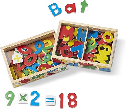 Deluxe Magnetic Letters and Numbers Set With 89 Wooden Magnets - Alphabet Letter Magnets, Number Magnets, Learning Toys For Preschoolers And Kids Ages 3+