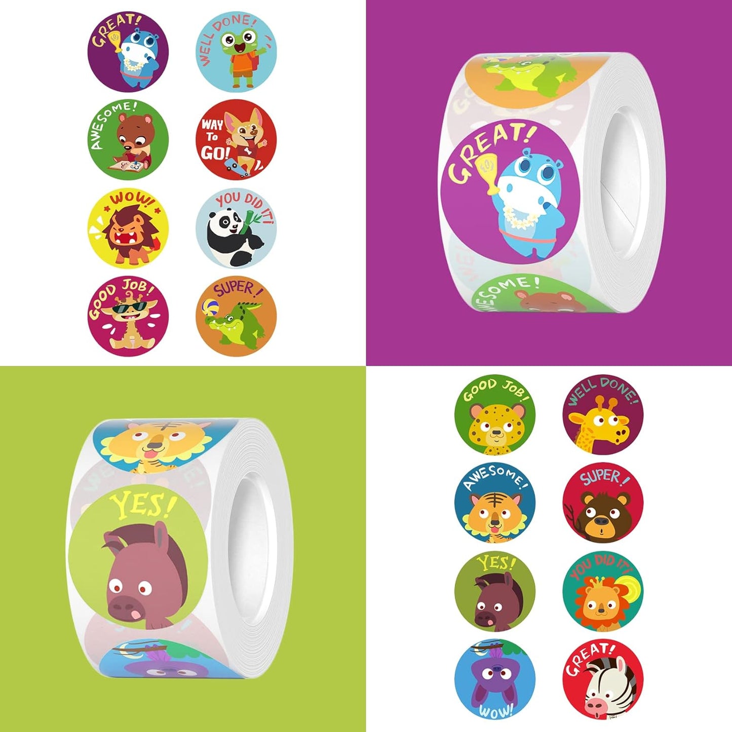 1000 PCS Incentive Stickers, 1 Inch Animal Reward Stickers in 16 Designs, Teacher Supplies for Classroom, Potty Training Stickers, Encouraging Stickers, Motivational Stickers for Kids