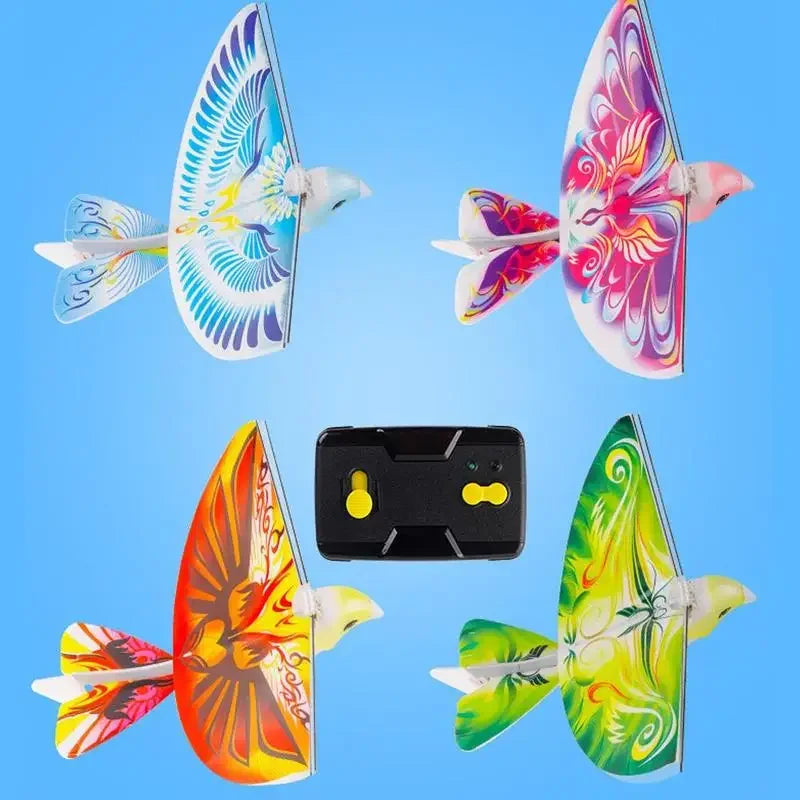 Electronic Flying Bird Drone Toy, Adjust the Rudder to Make the Flapping Wings Bird Fly, Mini RC Drone Helicopter 235x275x70mm 360 Degree Flying RC Bird Toys Remote Control E-Bird2.4 GHz - Toyigo