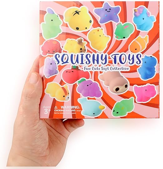 28 Pack Mochi Squishy Toys - Kawaii Cat Squishys Slow Rising Animals - Party Favors, Goodie Bag, Birthday Gifts, Mini  Stress Reliever Toy Pack