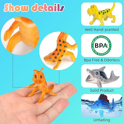 50 Pcs Animal Figure Toys for Kids, Miniature Party Favors Cake Topper, Easter Basket Stuffers/Fillers, Educational and Recognition Toys for Classroom Rewards