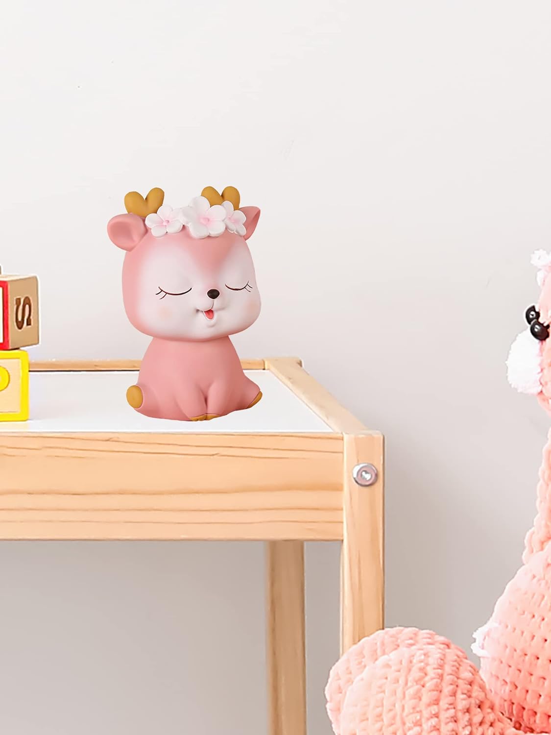 Piggy Bank Girls, Cute Deer Money Bank, Unbreakable Plastic Coin Bank, Pink Piggy Banks Saving Money Box Home Room Decoration Birthday for Kids Adults