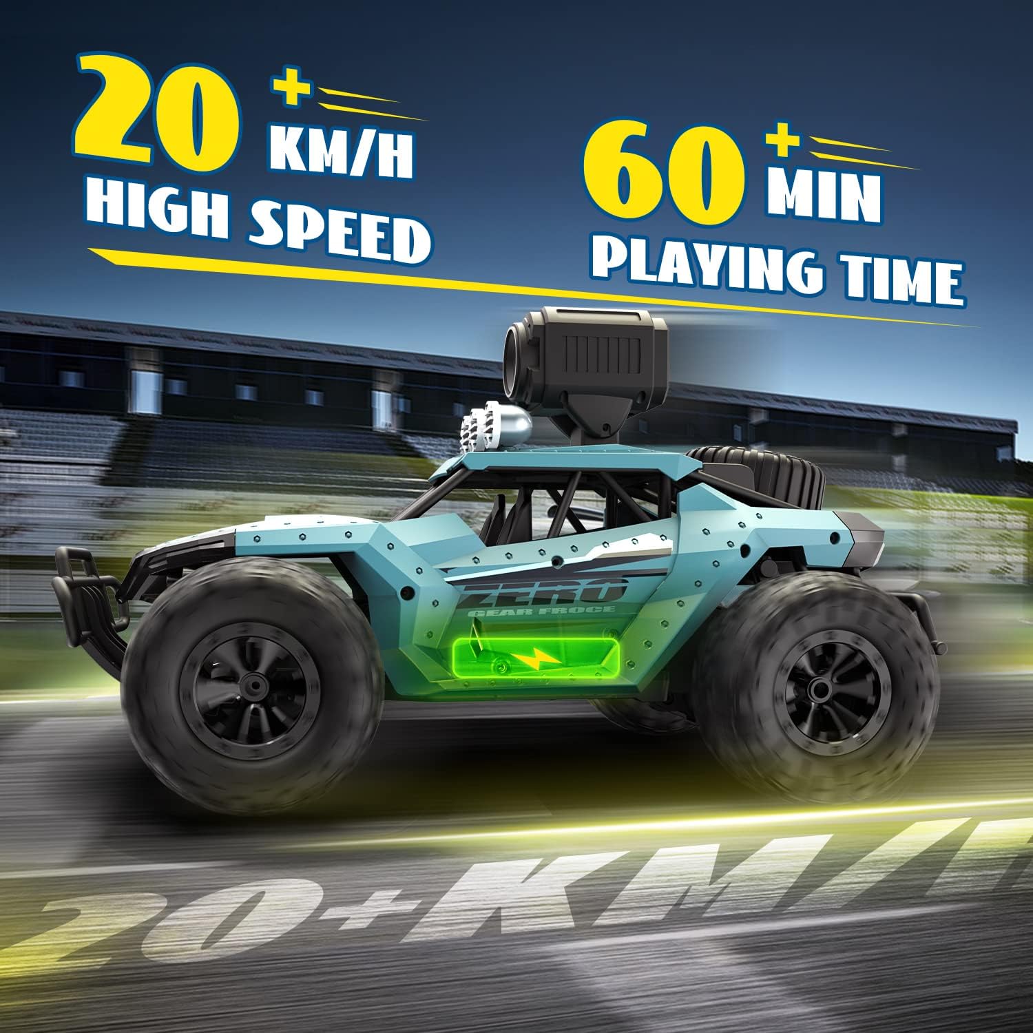 RC Cars, DE36W Remote Control Car, 1/16 Off-Road High Speed Monster Trucks, with 1080P HD FPV Camera, for Kids Adults 60 Min Play - Toyigo