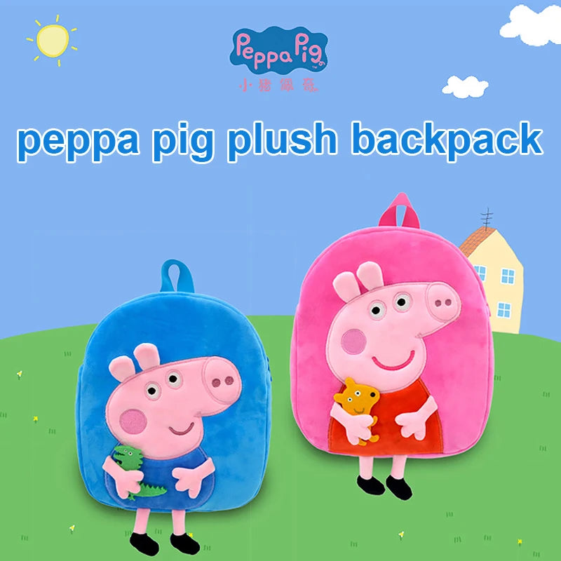 Cute,  Peppa Pig Stuffed Toy, Child Plush Backpack, George Kindergarten Backpack Cartoon Shoulder Animal Bag for Girls, Boys Baby George Plush Backpack - Toyigo