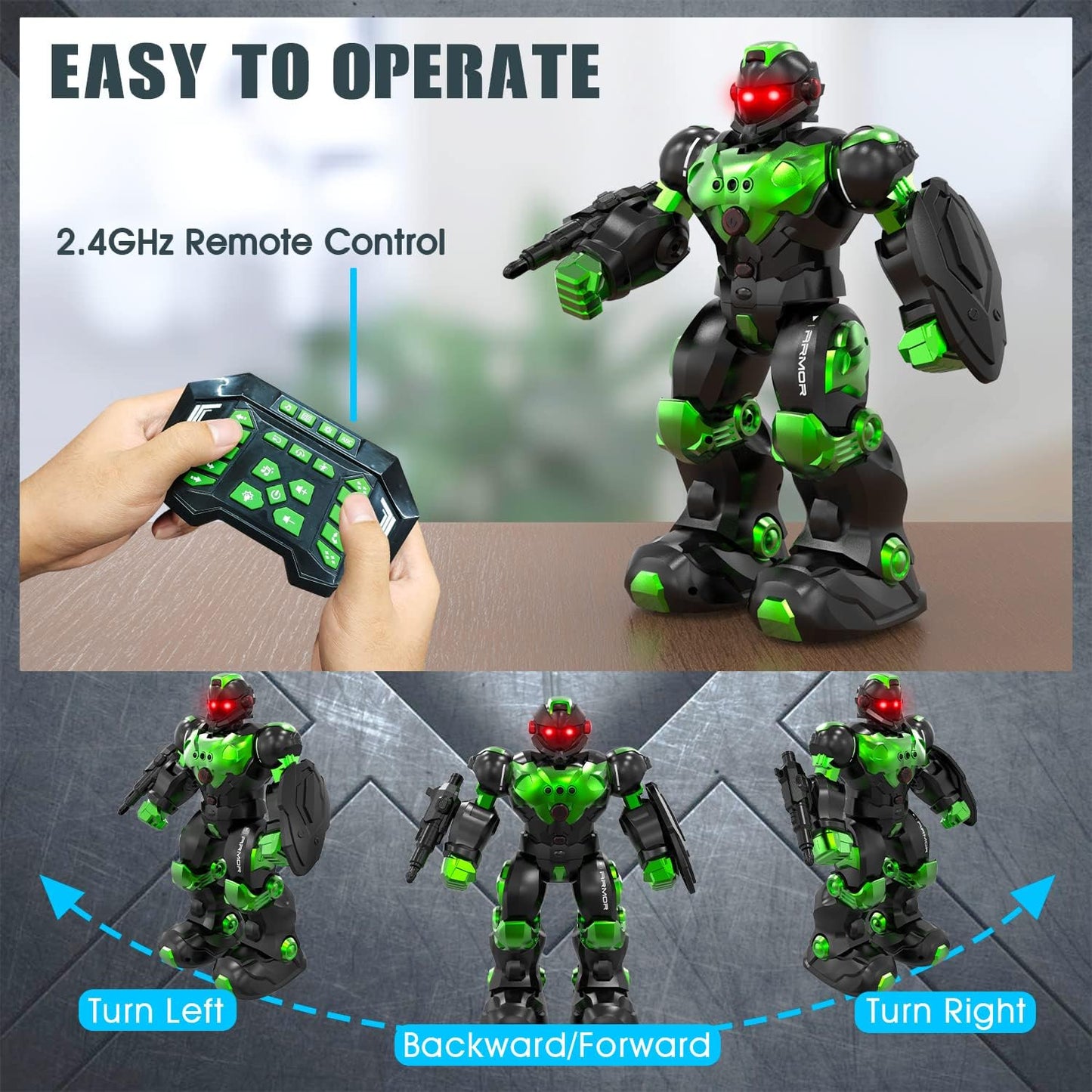 Robot Toys, Programmable Remote Control Robot with Intelligent Gesture Sensing, Recharge, Singing & Dancing Mode, Launcher for Kids Toys