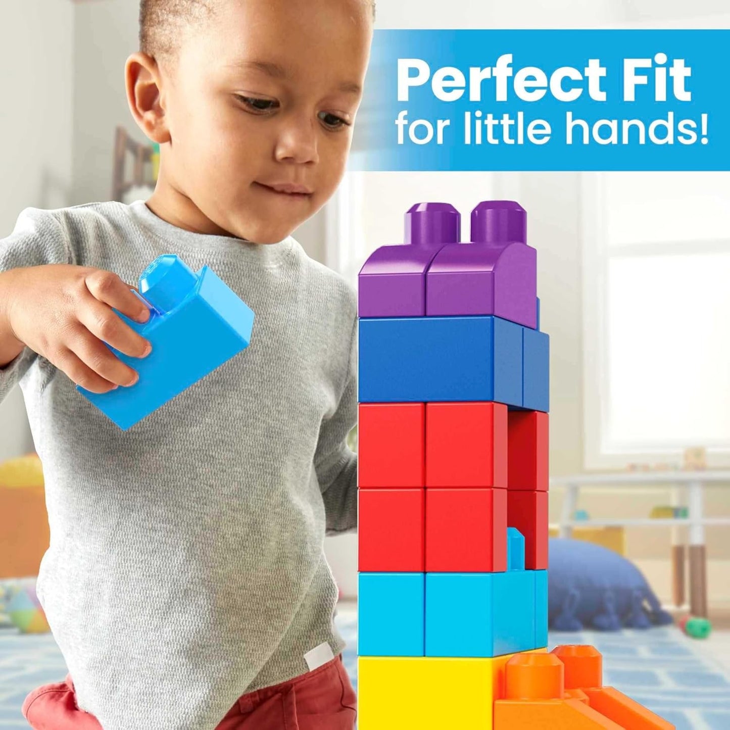 Fisher-Price Toddler Block Toys, Big Building Bag with 80 Pieces and Storage Bag, Blue, Gift Ideas for Kids Age 1+ Years