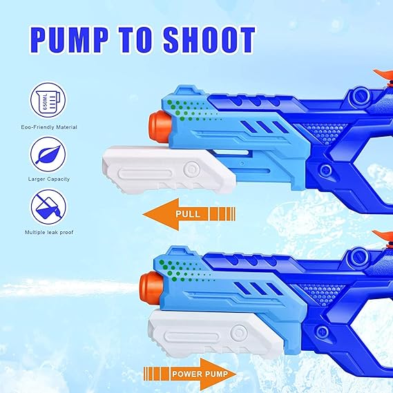 Water Guns for Kids Adults - Quanquer 3 Pack, 600CC Squirt Guns Super Water Blaster Soaker Long Range High Capacity Summer Swimming Pool Beach Outdoor Water Fighting Toy for Boys Girls (Blue)