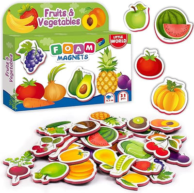 Magnetic Fridge Magnets for Toddlers 1-3 Years Old - Fruit and Vegetable Shapes