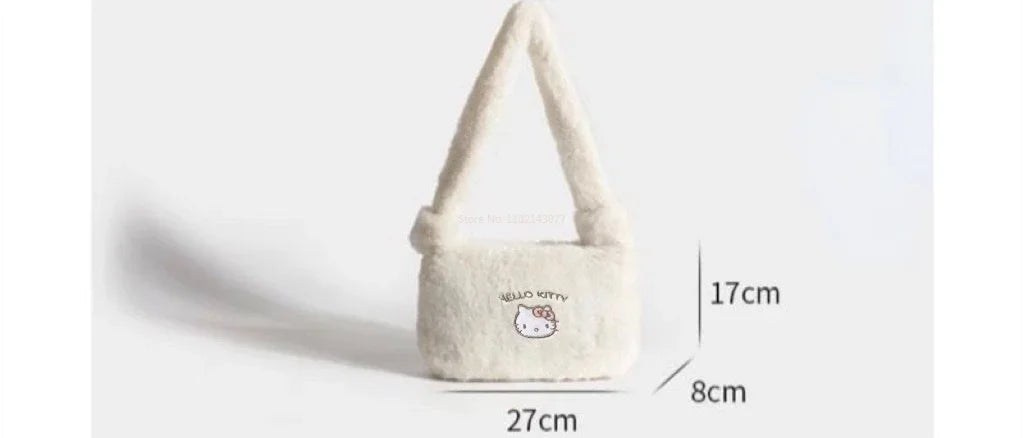 Cute Bag, Portable Hello Kitty Plush Handbag, Kawaii Sanrio Plush, Y2k Casual Korean Shoulder Bag Packaging Christmas Decorations for Women - Toyigo