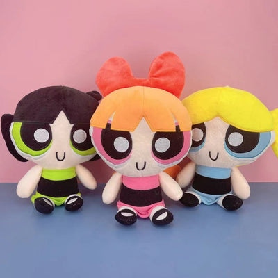 Power puff Girls Plush Doll Set, 20 cm Bubbles, Blossom, and Buttercup Stuffed Toys (3 Pieces)