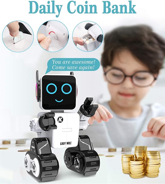 Robot Toy for Kids, Intelligent Interactive Remote Control Robot with Built-in Piggy Bank Educational Robotic Kit Walks Sings and Dance for Boys and Girls Birthday - Toyigo