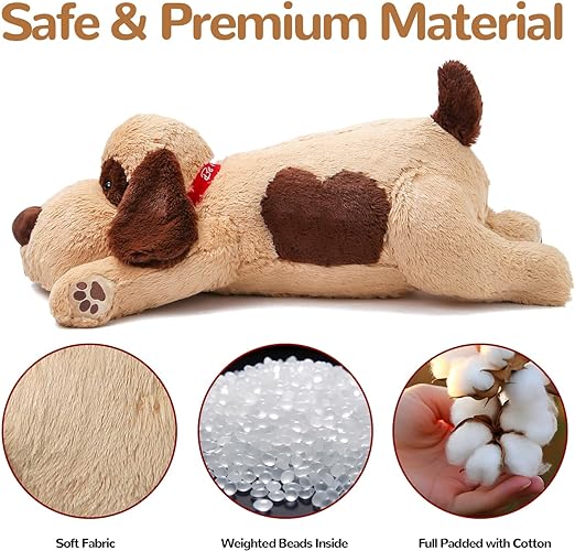 Brown Dog Weighted Stuffed Animals, 20 Inch 3.5 lbs Weighted Plush Animals, Soft Big Puppy Plush Pillow Toy, Gifts for Kids, Boys and Girls Adults (20" 3.5lbs)