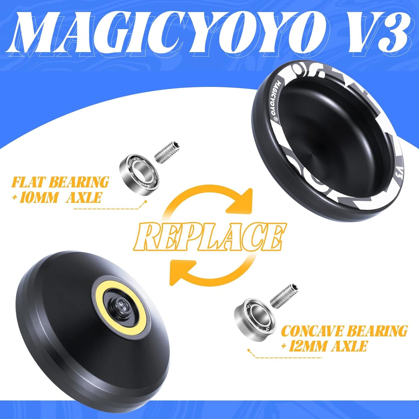 Spinning Top Toys, Magic YoyoY01, Professional Response Yoyo, Aluminum Yo Yo for Kids Beginner, Replacement Unresponsive Ball Bearing, 10 Ball Stainless KK Bearing Yoyo, Spinning String Yoyo - Toyigo