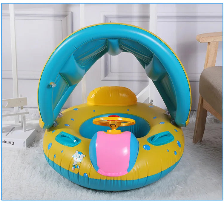 Baby Swimming Float, Infant Pool Swimming Boat, Baby Pool Toy, Inflatable Floating Ring for Kids, Infant Floating Pool, Baby And Mother Swim Trainer Toy Kids 1-6Y - Toyigo