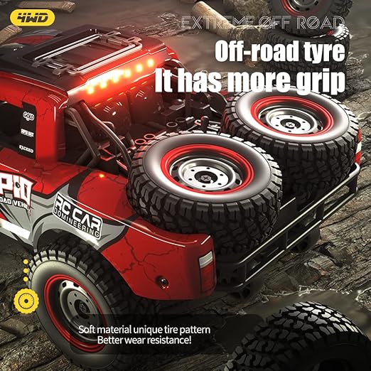 Remote Control Truck for Boys, 4X4 Off-Road Racing RC Car, 30 MPH High Speed Remote Control 4WD Car, 1/14 Hobby RC Truck for Adults, All Terrain Rock Crawler RC Truck with 2 Batteries - Toyigo