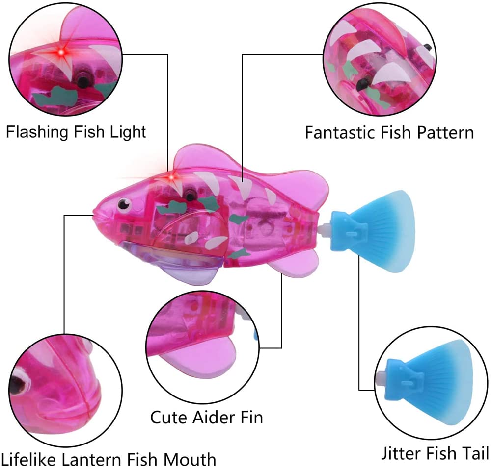 Electric Fish Toy, Summer Bath Toy Pet Cat Toys, Swimming Robot Fish, LED Robot Fish Toy, Funny Cat Fish Toy,  Swimming Robot Fish Bathtub Toys, Birthday Gift for Cat, Toddlers, Boys and Girls - Toyigo